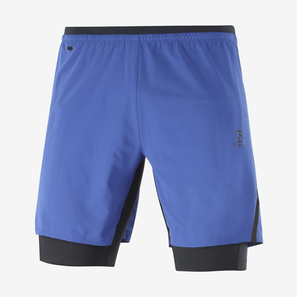 Black Blue Salomon Cross Twinskin Men's Shorts | SAEJ01658