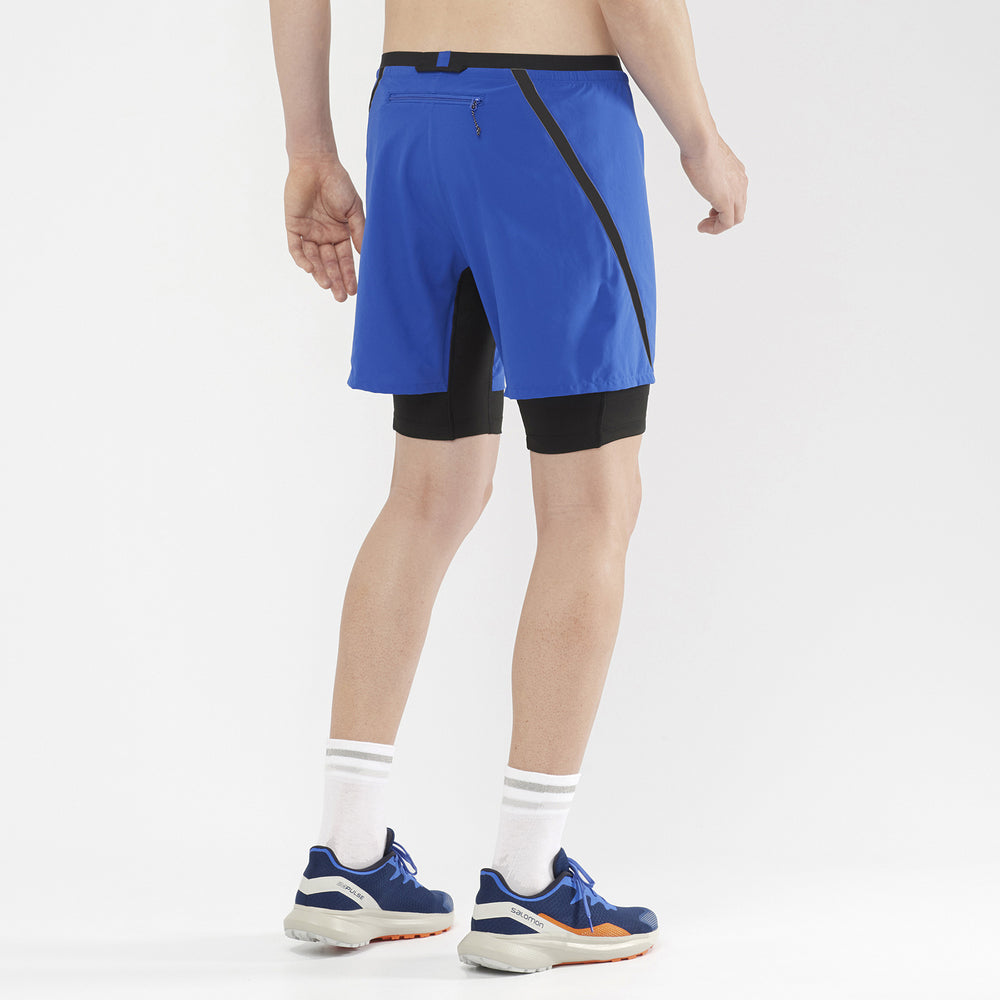 Black Blue Salomon Cross Twinskin Men's Shorts | SAEJ01658