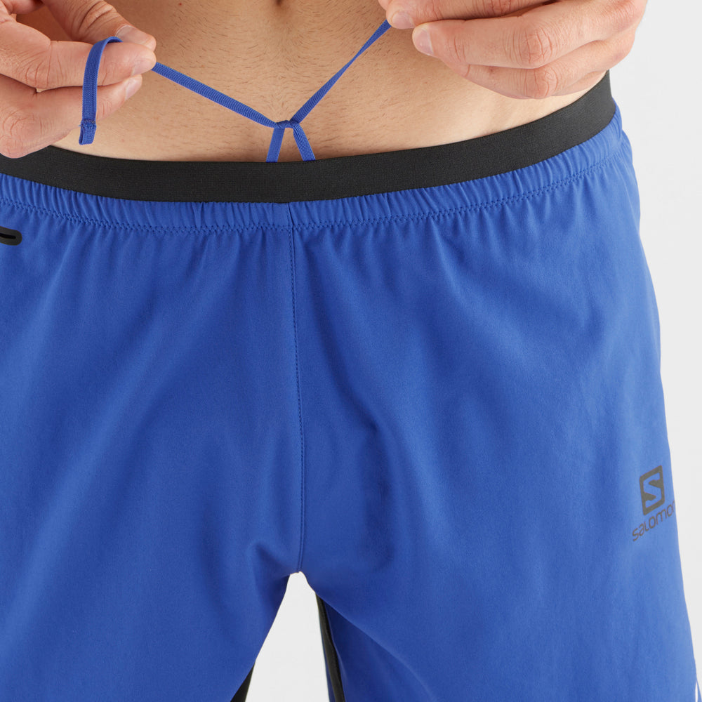 Black Blue Salomon Cross Twinskin Men's Shorts | SAEJ01658