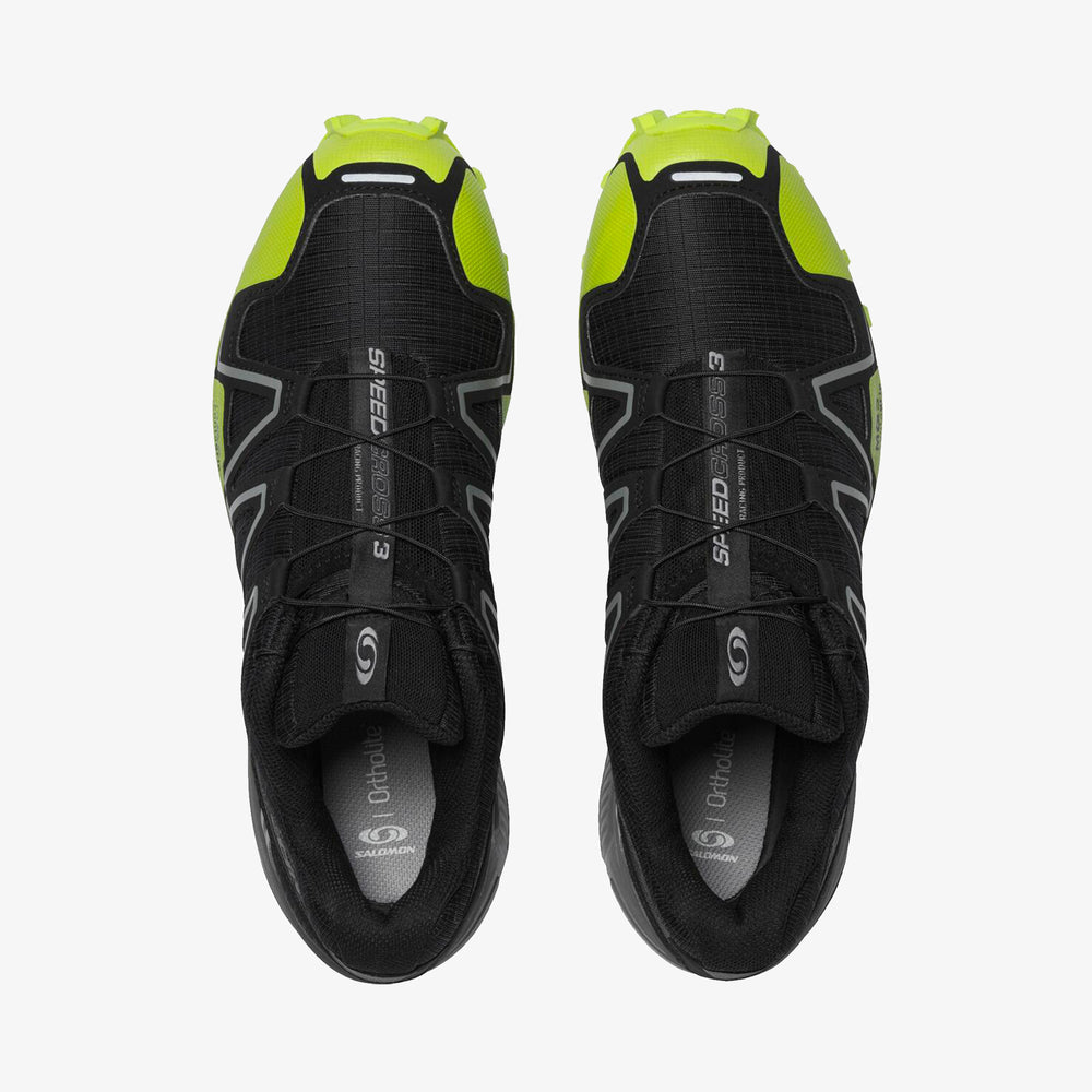 Black / Light Green Salomon Speedcross 3 Men's Sneakers | IQFS84329