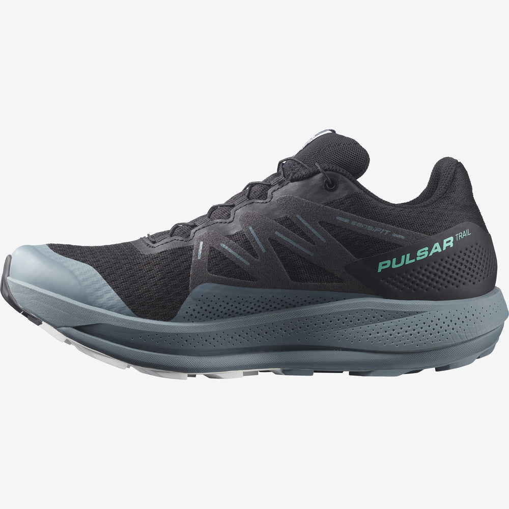 Black / Mint Salomon Pulsar Trail Men's Trail Running Shoes | HUQN80741