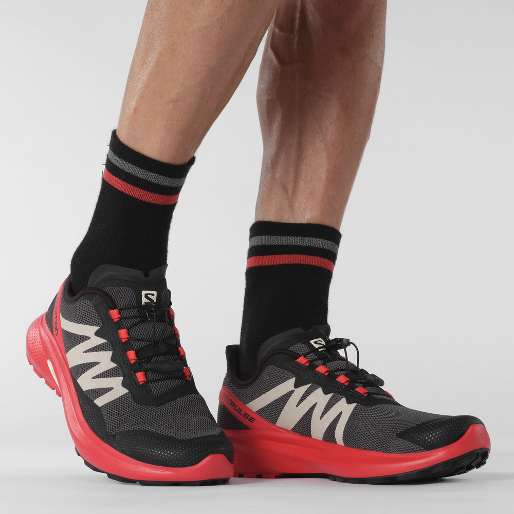 Black Red Salomon Hypulse Men's Trail Running Shoes | KMPH38052