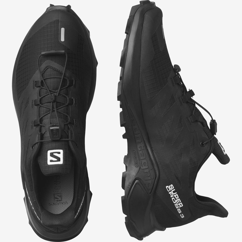 Black Salomon Supercross 3 Men's Trail Running Shoes | WORZ65024