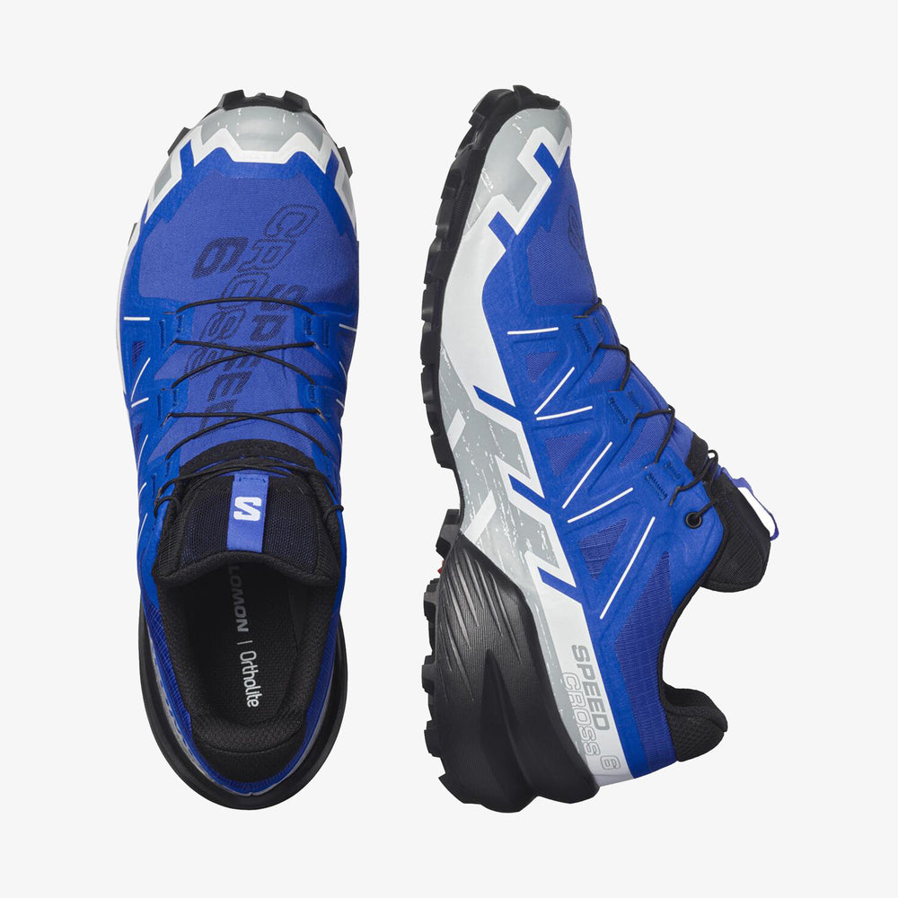 Black White Blue Salomon Speedcross 6 Gtx Men's Trail Running Shoes | JMHG18759