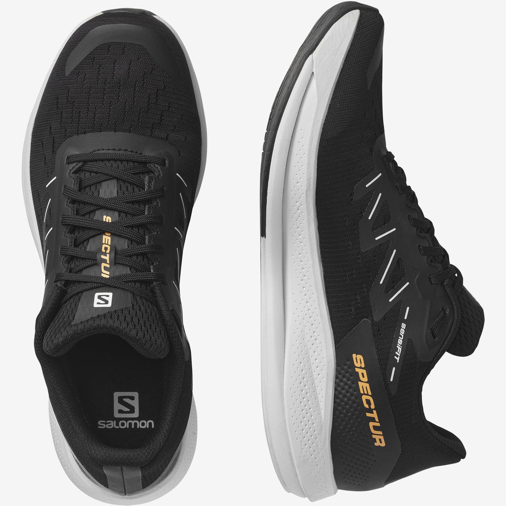 Black White / Orange Salomon Spectur Men's Road Running Shoes | DLIY12035