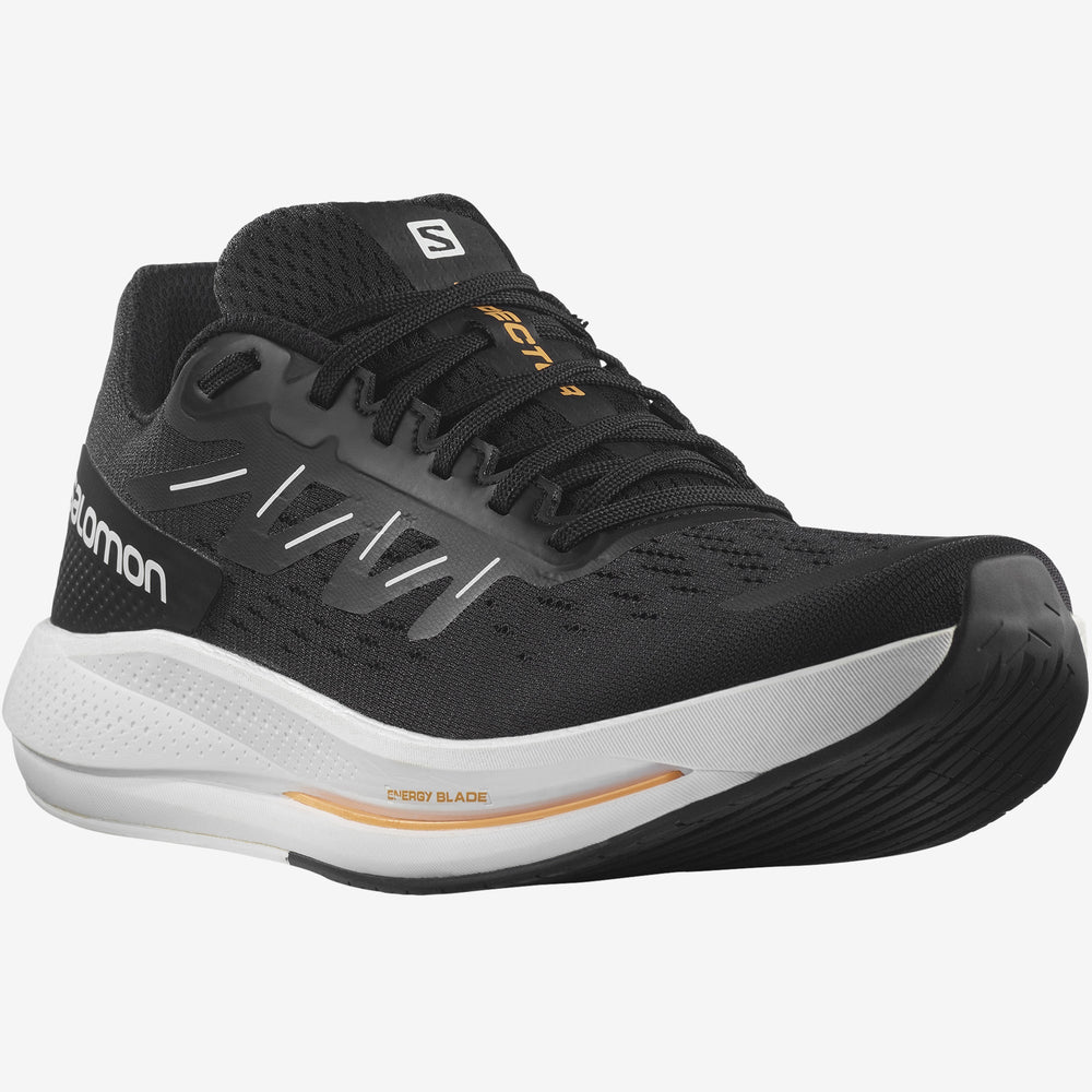 Black White / Orange Salomon Spectur Men's Road Running Shoes | DLIY12035