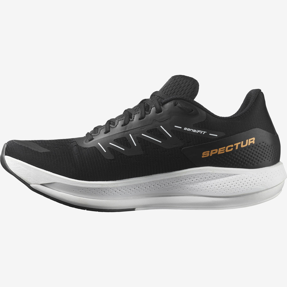 Black White / Orange Salomon Spectur Men's Road Running Shoes | DLIY12035