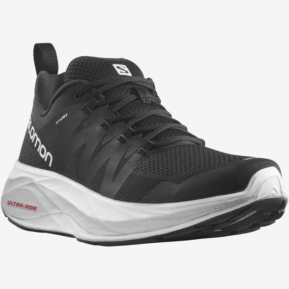 Black White Salomon Glide Max Men's Road Running Shoes | FDUM91378