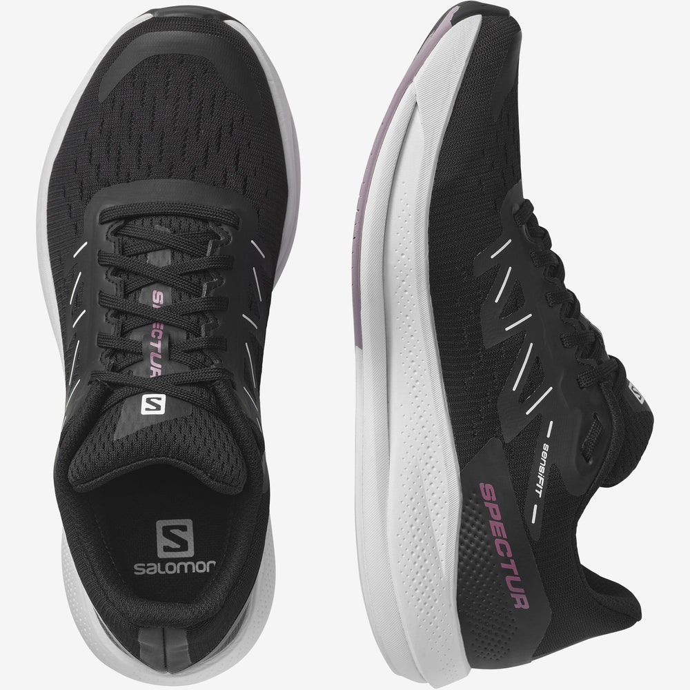 Black White Salomon Spectur Women's Road Running Shoes | MXFL02379