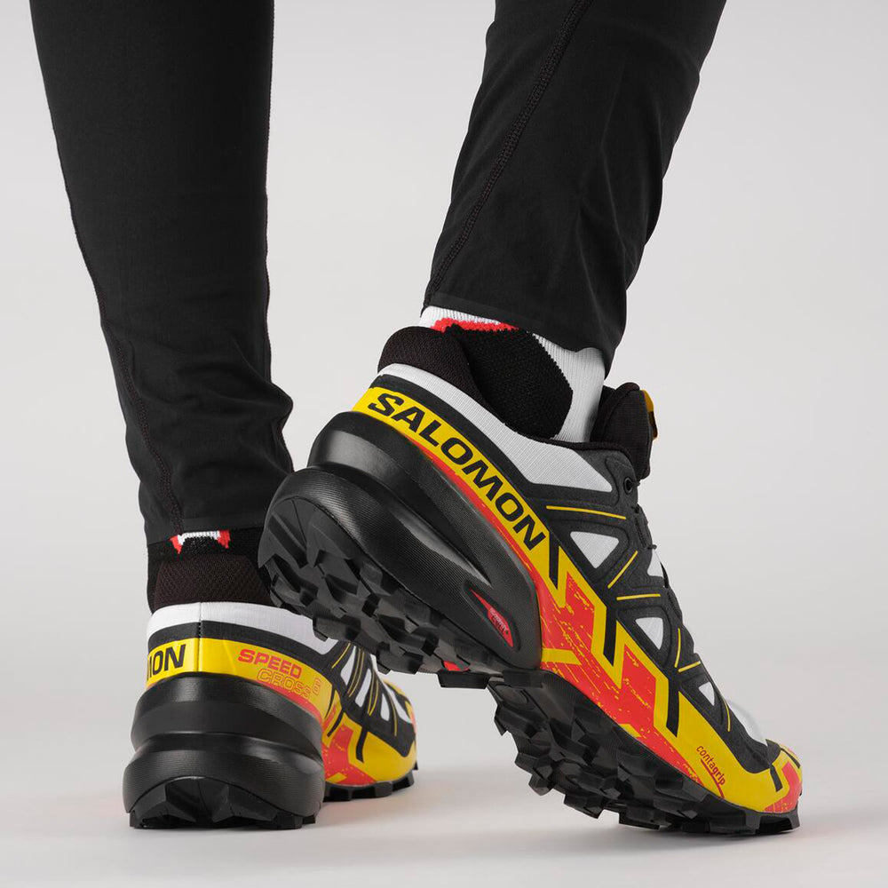 Black White / Yellow Salomon Speedcross 6 Men's Trail Running Shoes | CJPG12348