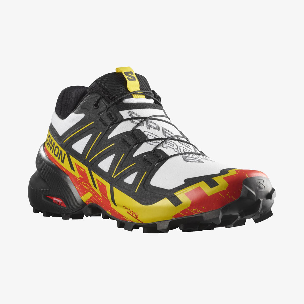 Black White / Yellow Salomon Speedcross 6 Men's Trail Running Shoes | CJPG12348