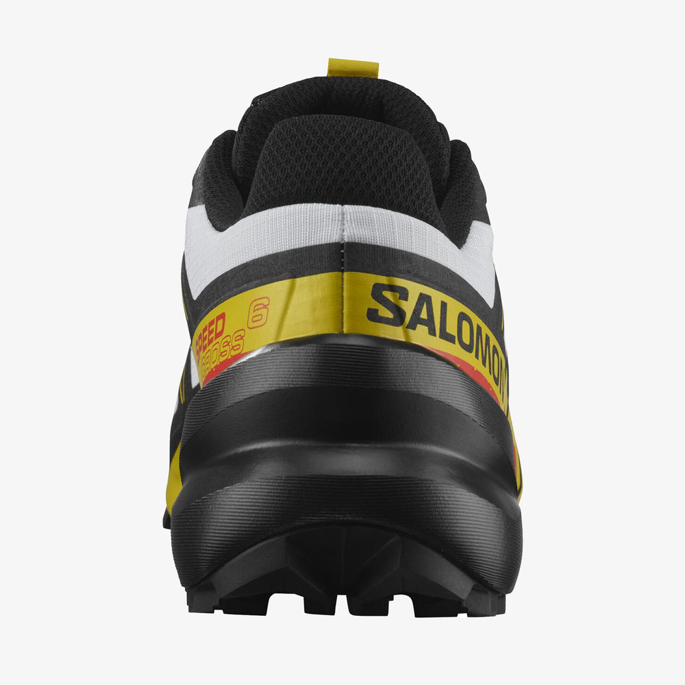 Black White / Yellow Salomon Speedcross 6 Men's Trail Running Shoes | CJPG12348