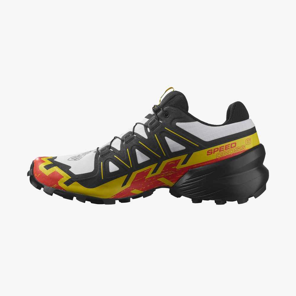 Black White / Yellow Salomon Speedcross 6 Men's Trail Running Shoes | CJPG12348