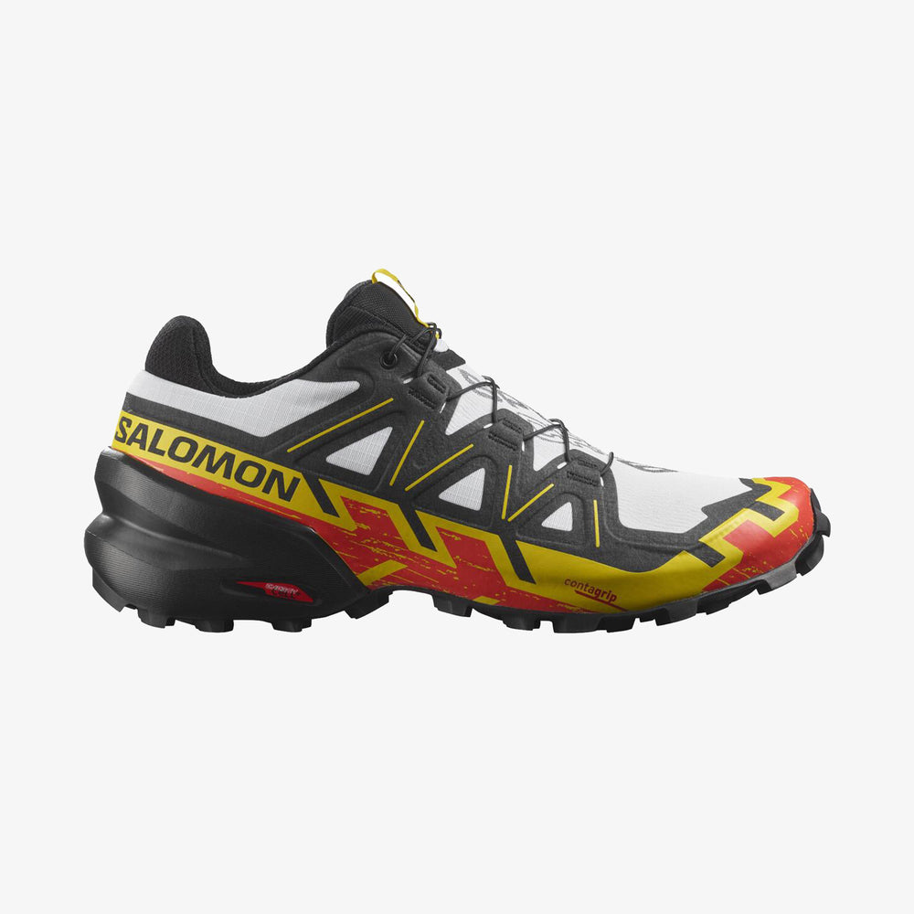 Black White / Yellow Salomon Speedcross 6 Men\'s Trail Running Shoes | CJPG12348