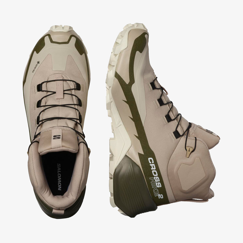 Grey Olive / White Salomon Cross Hike Mid Gtx Women's Hiking Shoes | LCMR04527