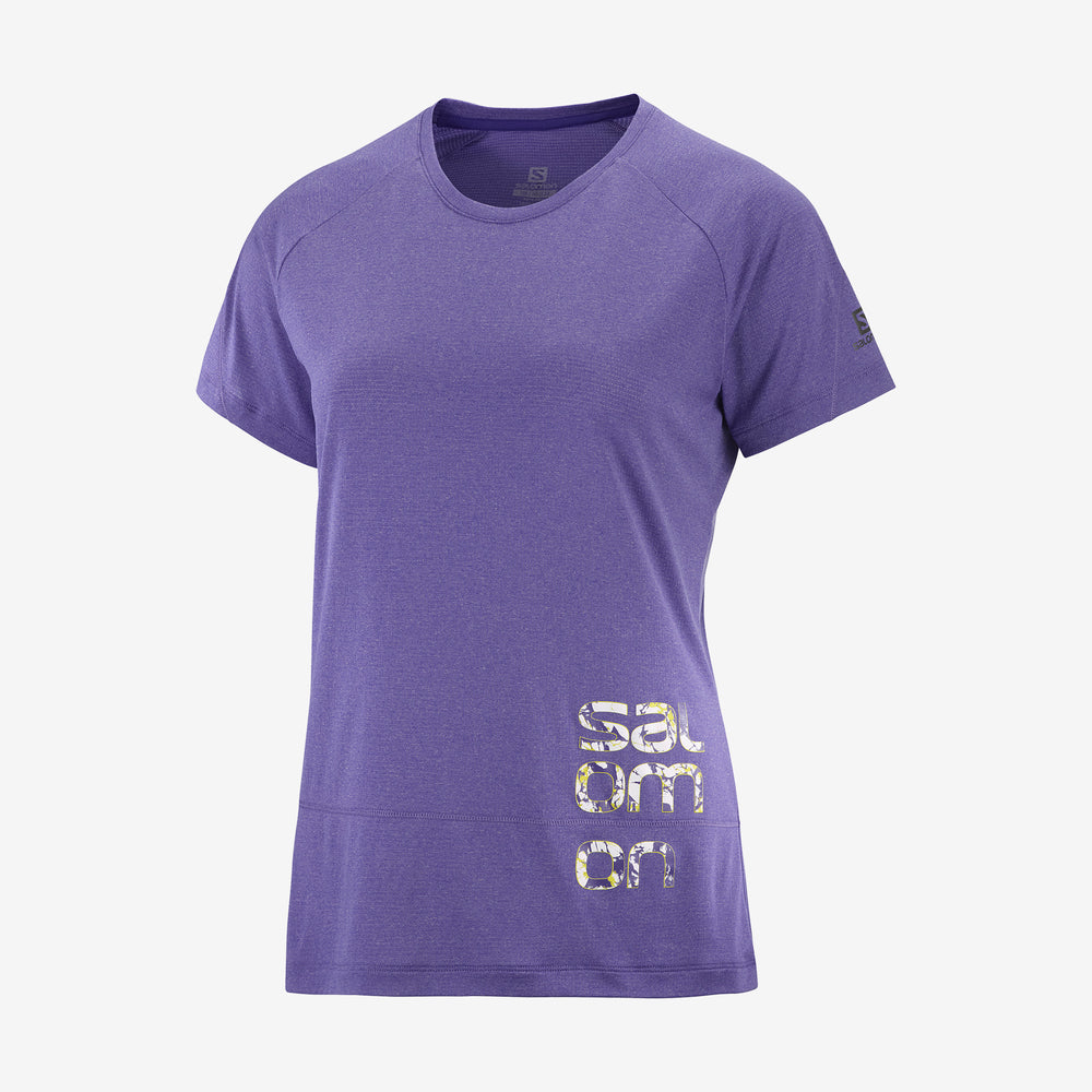 Purple Salomon Cross Run Women's Tops | DQUM86017