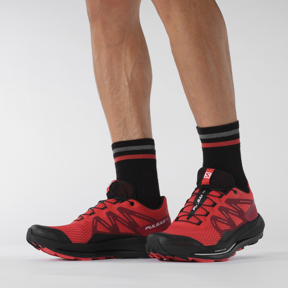 Red / Black Salomon Pulsar Trail Men's Trail Running Shoes | DUBL69127