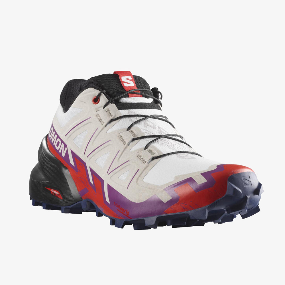 White / Purple / Red Salomon Speedcross 6 Women's Trail Running Shoes | HNPW12746