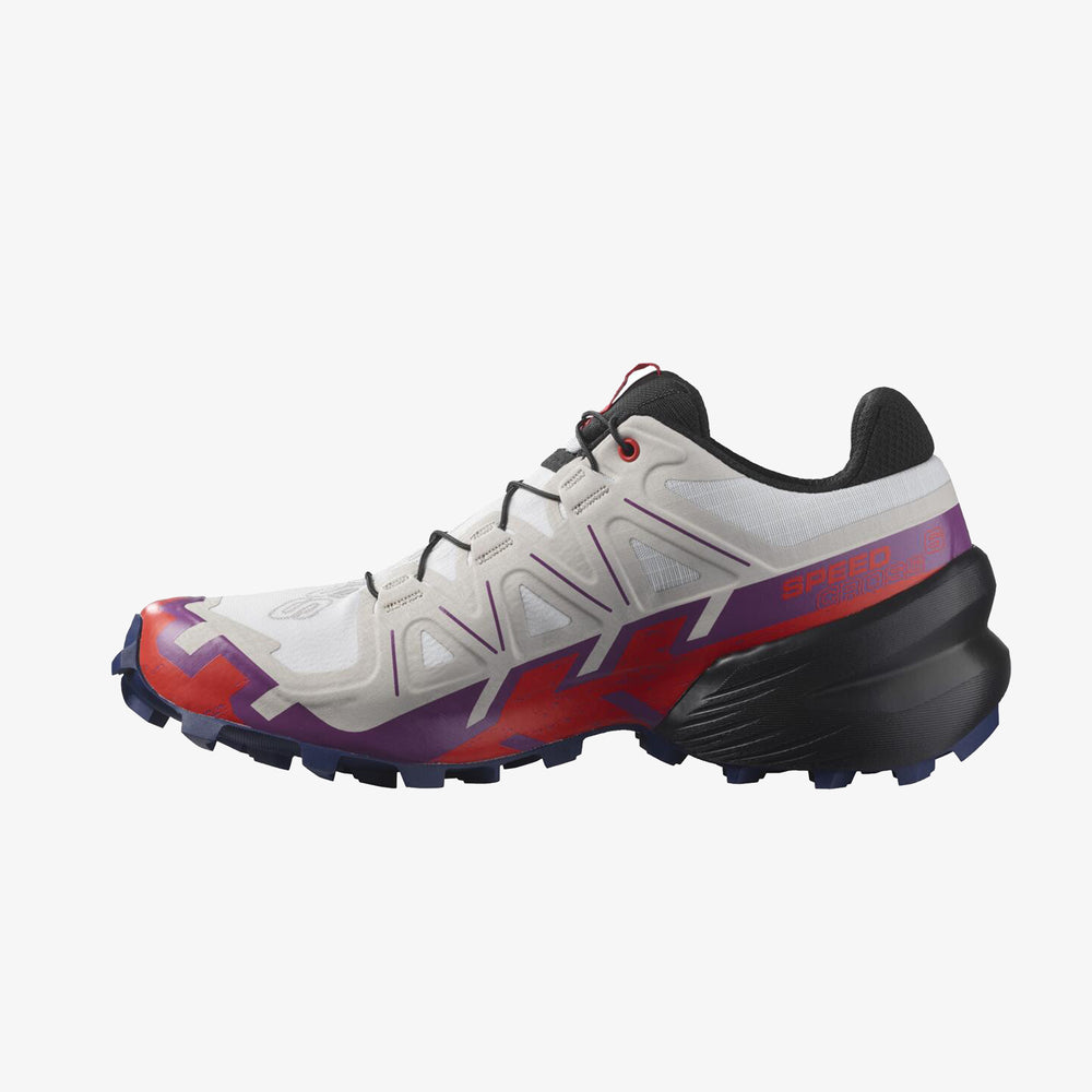 White / Purple / Red Salomon Speedcross 6 Women's Trail Running Shoes | HNPW12746