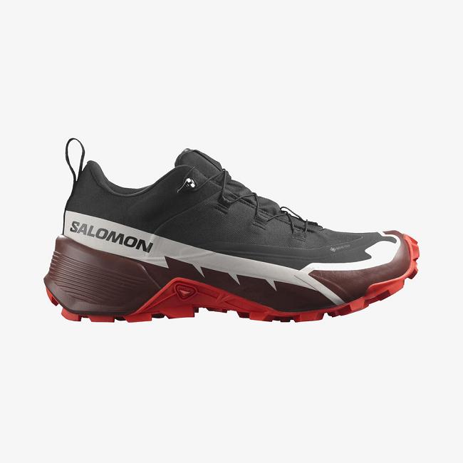 Black / Chocolate / Red Salomon Cross Hike Gtx Men's Hiking Shoes | ASKF48327