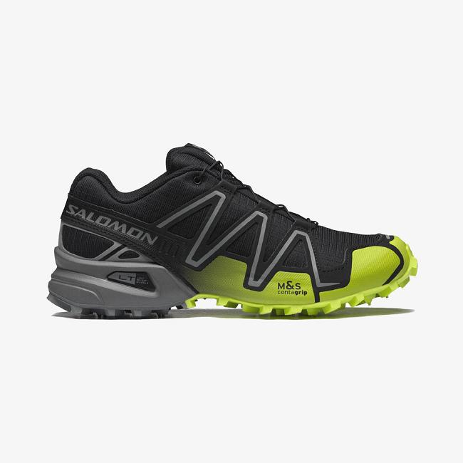 Black / Light Green Salomon Speedcross 3 Men's Sneakers | IQFS84329