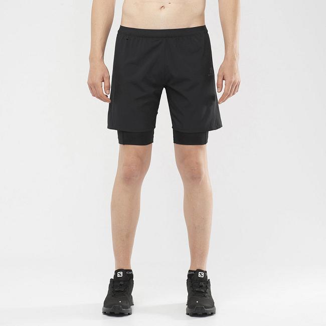 Black Salomon Cross Twinskin Men's Shorts | OMTF20168