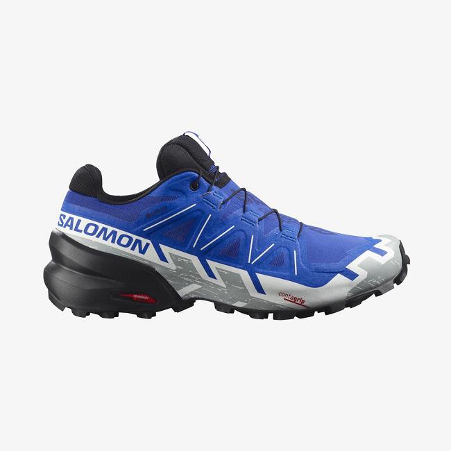 Black White Blue Salomon Speedcross 6 Gtx Men's Trail Running Shoes | JMHG18759