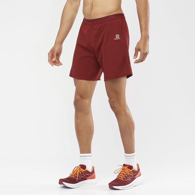 Dark Red Salomon Cross 7'' Men's Shorts | ZDPE45298