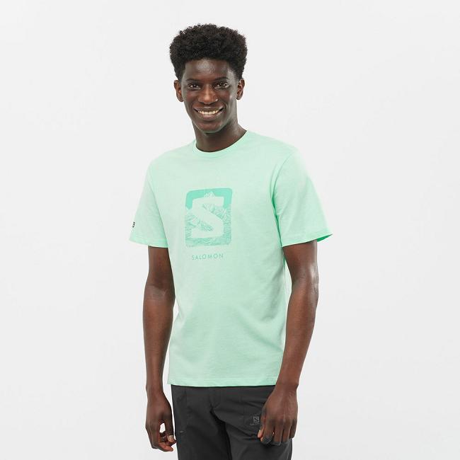 Green Salomon Outlife Men's Tops | JCVT87915