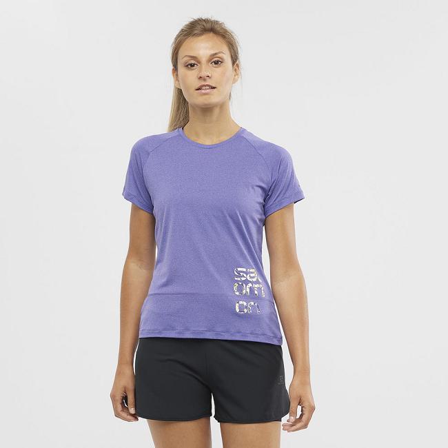 Purple Salomon Cross Run Women's Tops | DQUM86017