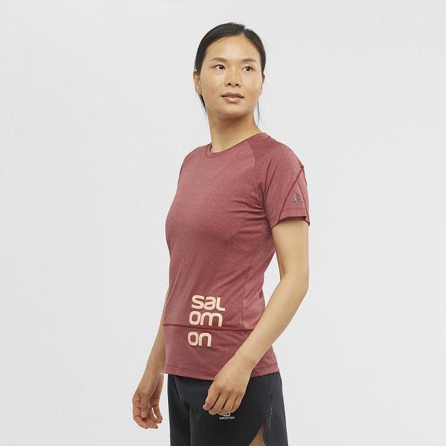 Red Salomon Cross Run Women's Tops | TCMX70341